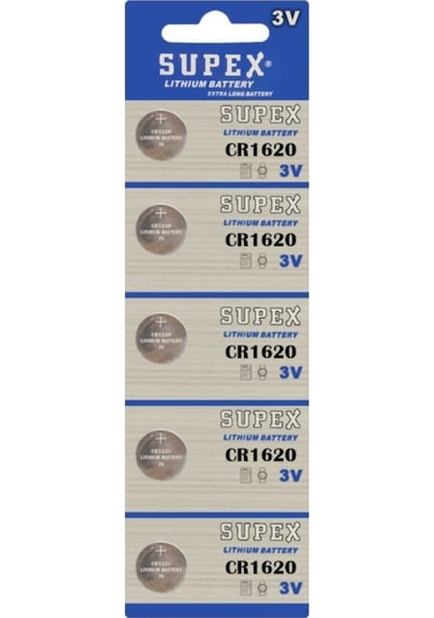 Supex Extra Long Battery CR1620 3V Lityum Düğme Pil 5'li