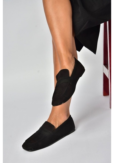 Fox Shoes Z250010202 Siyah Süet Günlük Kadın Ayakkabı