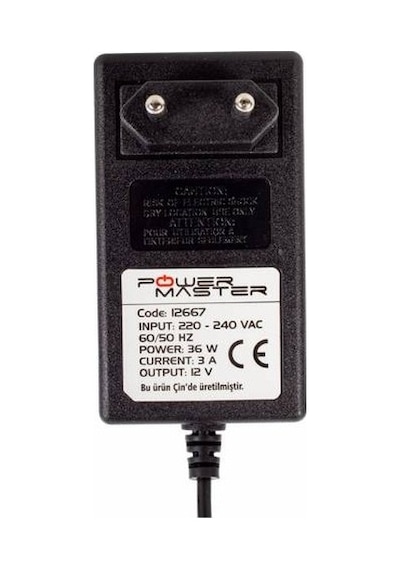 Powermaster PM-12667 12 V 3A Plastik Kasa Priz Tipi Adaptör 5.5*2 Powermaster PM-12667 12 V 3A Plastik Kasa Priz Tipi Adaptör 5.5*2