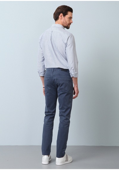 Ramsey Gri Düz Slim Fit Denim Pamuk Karışımlı Pantolon