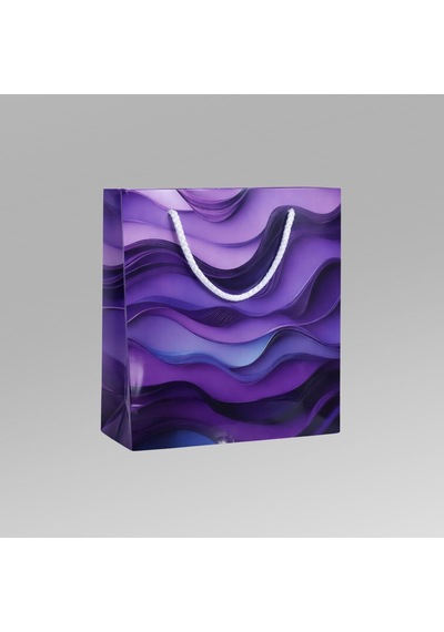 Eczane Hediyelik & Alışveriş Karton Çanta Körüklü Mor Dalgalar 20 x 10 x 23.50 CM 25 Adet