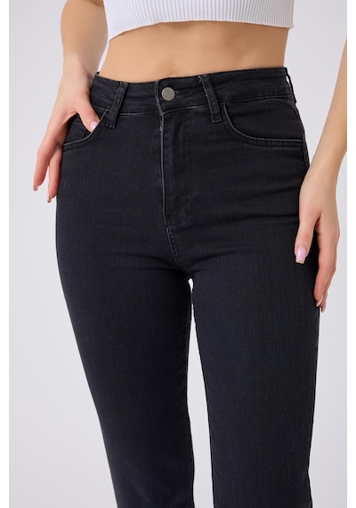 Kadın Skinny Fit Yüksek Bel Jeans Siyah Siyah