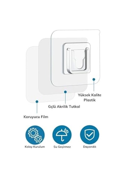 6 Adet Çift Taraflı Yapışkanlı Geçmeli Klips Eşya Sabitleme Askısı Şeffaf Duvar Kancası Diğer