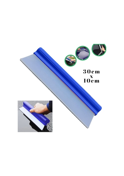Carub Oto Yıkama Su Çek Çek Silikonlu 30x10cm Mavi Cam Ve Kaporta Kurulama Sıyırıcı Br0922539