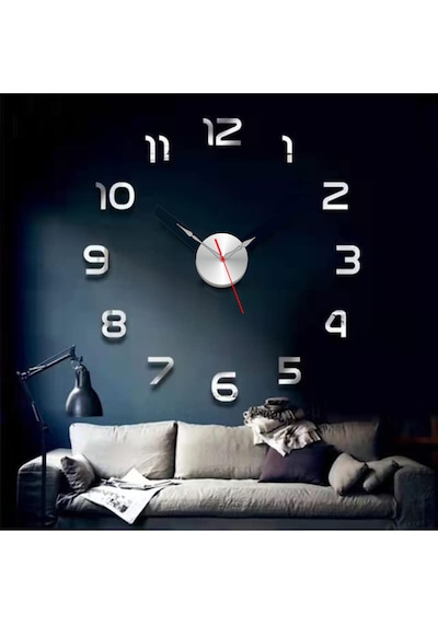 Bağımsız Parçalı Rakkamlı Harf Duvarda Kabartma Altın Gümüş Renk Büyük Dıy Clock Ev Ofis Duvar Saati Çok Renkli