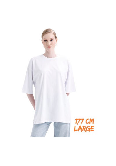Pxm - %100 Pamuklu Oversize Tişört Kırık Beyaz Kırık Beyaz