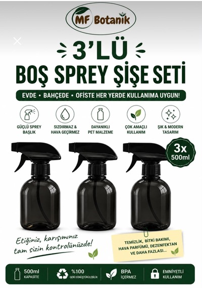 3 Lü Premium Dekoratif Boş Şişe Seti 500 Ml