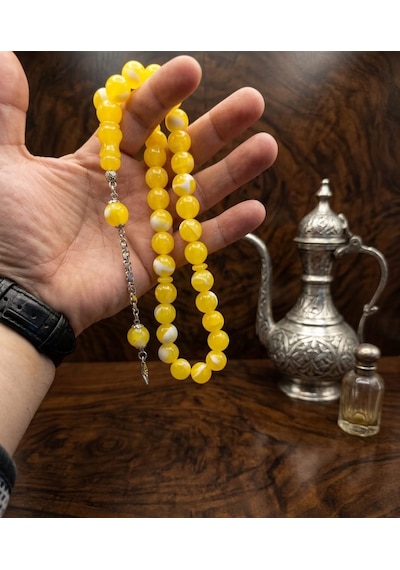 Tesbih Beyrut Damla Küre Kesim Sarı - Beyaz