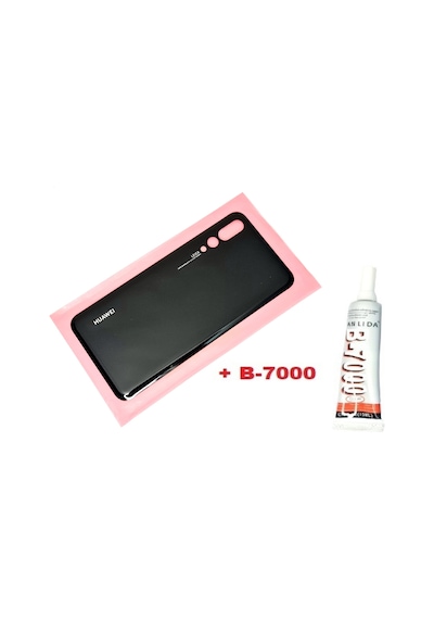 Tkgz - P20 Pro Arka Pil Batarya Kapağı Cam+b-7000 Siyah