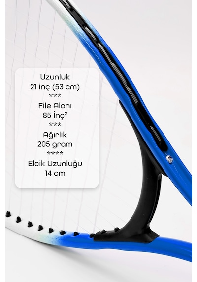 3lü Set Deluxe 21 İnç Çocuk Genç Tenis Raketi Seti Çantalı Çocuk Tennis L2 Grip 53 Cm Mavi 670
