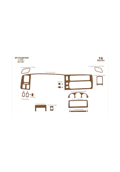 Mitsubishi L200 Torpido Kaplama 1996-2007 16 Parça Açık Meşe
