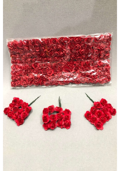 Kırmızı Kağıt Gül Çiçek 1 paket 144 lü