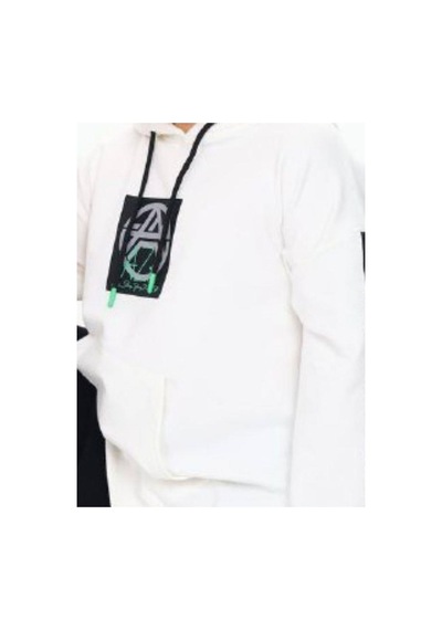 Zekids Çocuk Kapüşonlu Stay Strong Yazılıi Sweatshirt-14816 Ekru