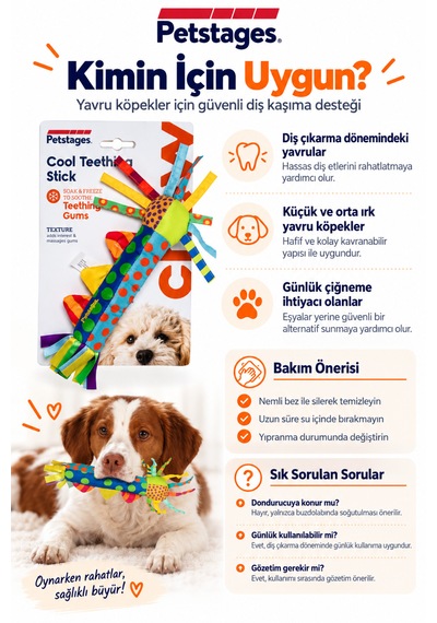 Petstages Cool Teething Stick Yavru Köpekler İçin Diş Kaşıma Oyuncağı - Hışırtılı Ve Dondurulabilir