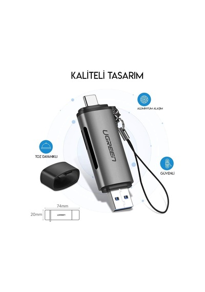 Ugreen Type-C Ve Usb 3.0 Sd Tf Kart Okuyucu