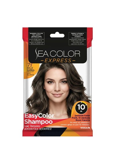 Sea Color Express Amonyaksız Şampuan Saç Boyası 7.1 Küllü Kumral