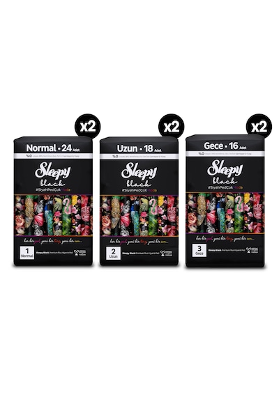 Sleepy Black Premium Plus Hijyenik Ped Mega Fırsat Paketi 116 Adet