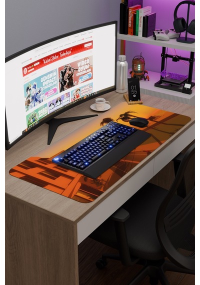 Gta Vice City Kaymaz Dikişli Kauçuk Oyuncu Mousepad V5 - 90x40 Xxl Gaming Mouse Pad Fare Altlığı