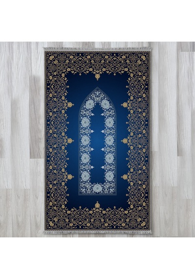 Evaşk Namazlık Dokuma Halı Kaymaz Muslumana Seccade 66x113 LACİVERT EVAŞK612A66