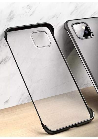 Apple Uyumlu  iPhone 12 Pro Max Kilif Siyah Çerçeveli Seffaf Arka Silikon 513596242