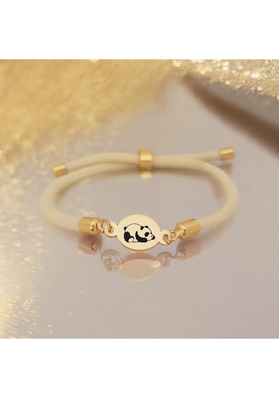 Archin Panda Temalı Oval Motifli Beyaz Örgü İpli 14 Ayar Altın Plakalı Hediye Bileklik-424sembol Panda Sembolü Archin Panda Temalı Oval Motifli Beyaz Örgü İpli 14 Ayar Altın Plakalı Hediye Bileklik-424sembol Panda Sembolü