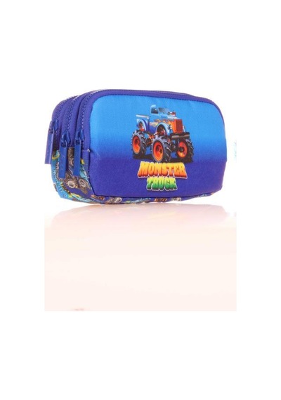 Kaukko Kids 3 Bölmeli Kalem Çantası Cube Monster Truck Mavi L8176