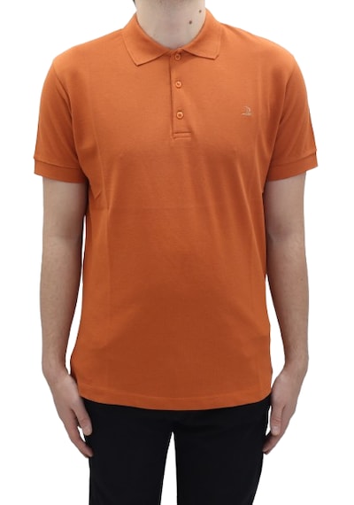 Santa Dmctekstil Erkek Dior Düz Spor Kesim Dar Kalıp Cepsiz Polo Yaka T-shirt Turuncu