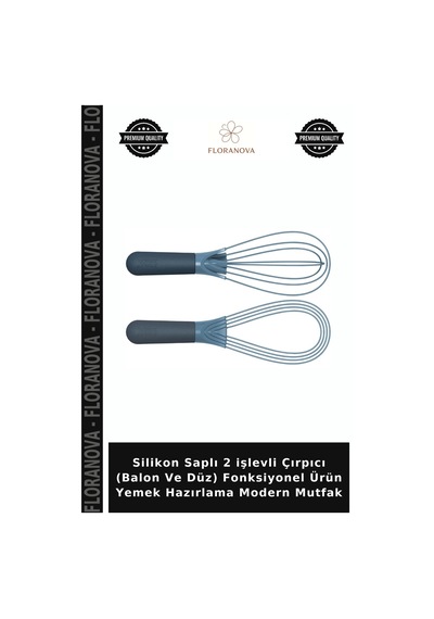 Silikon Saplı 2 İşlevli Çırpıcı Balon Ve Düz Fonksiyonel Ürün Yemek Hazırlama Modern Mutfak Çok Renkli