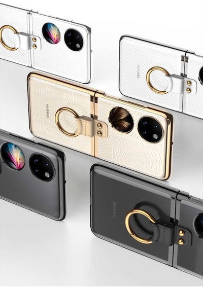 Huawei P50 Pocket Kılıf Yüzüklü Şeffaf Kıpta Kapak