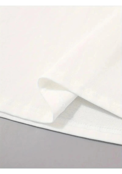 Barlashive Erkek Sarj %1 Baskılı T-shirt Kısa Kol Bisiklet Yaka Regular Fit Tişört - Beyaz Çok Renkli