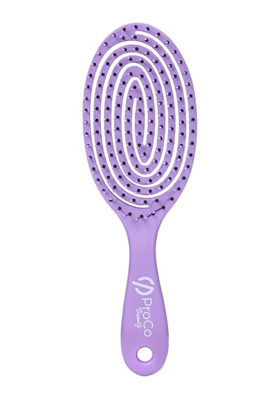 Beauty Oval Saç Fırçası - 3d Esnek, Yumuşak Dokulu, Saç Açma Ve Tarama - Soft Touch Mor