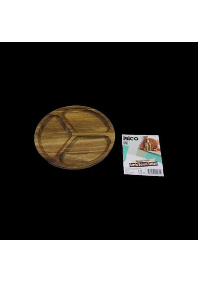 Hubrendy Tedarik Akasya Ahşap Yuvarlak 3 Bölmeli Servis Tepsisi 20 Cm 1456034