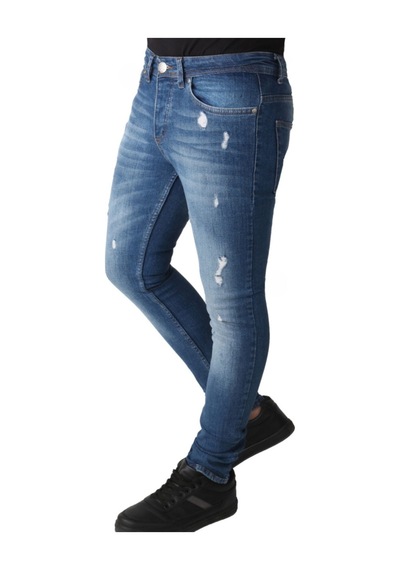 Erkek Denim Lzr Işlemli 15 Ons Trend Mavi