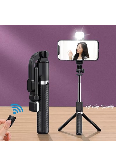 Upway Bluetoothlu Kumandalı Led Işıklı Teleskobik Katlanabilir Özçekim Tripodu