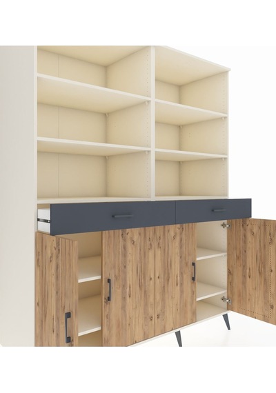 Kronos Gardrop 10 Raflı 2 Çekmeceli 4 Kapaklı 176x59x221 Aytaşı-çam/antrasit Çam/antrasit Kronos Gardrop 10 Raflı 2 Çekmeceli 4 Kapaklı 176x59x221 Aytaşı-çam/antrasit Çam/antrasit