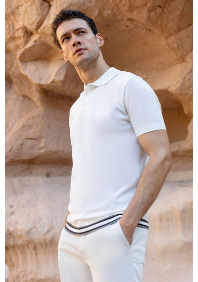 Morven Erkek Trend Polo Yaka Dynamic Fit T-shirt 18030 Ekru