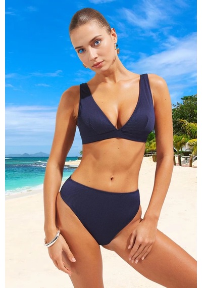 Ersefa Tasarım Bikini Takımı Su Sporları İçin Plaj Ve Havuz Yüksek Konfo Koyu Lacivert