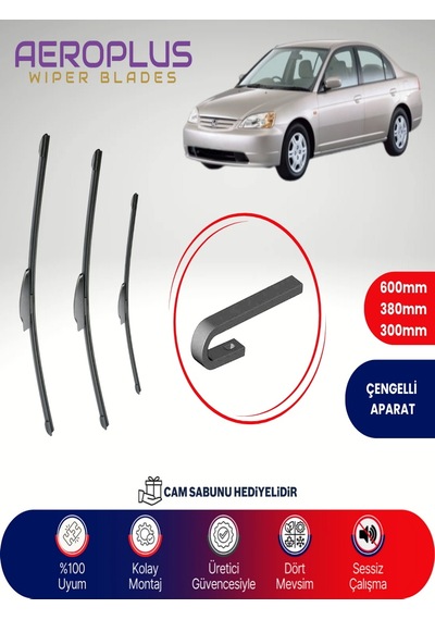 Aeroplus Honda Civic Ön Arka Muz Silecek Takımı 2001-2005