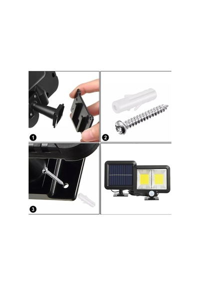 120 Led Solar Panel Güneş Enerjili 3 Mod Duvar Lambası Ayrı Panel Kablolu Bahçe Aydınlatma