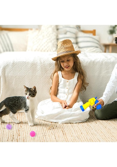 Microcase Peluş Top Atan Kedi OyuncağıAtma Tabancası Al4299 Mavi - Turuncu