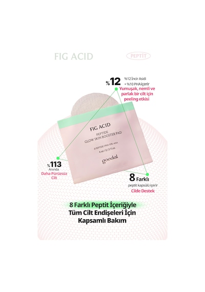 İncir Asidi İçeren Cilt Bakım Pedi 25 Adet Goodal Fig Acid Peptide Glow Skin Booster Pad 26238157