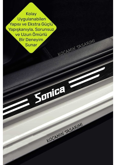 Hyundai Sonica Çizilmeleri Engelleyen Karbon Kapı Bagaj Eşiği Koruma Seti Şık Tasarım Sonica Yazılı