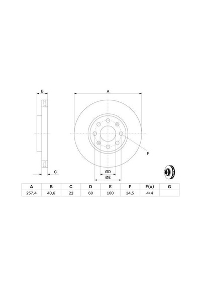 Opel Corsa D Ön Fren Diski 1.2 / 1.4 Motor 257 Mm 2006-2014 Bosch