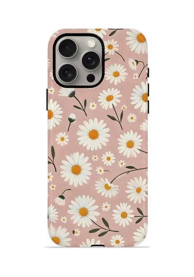 Apple iPhone Uyumlu 15 Pro Max Vorian Çift Katmanlı Magsafe Kılıf Daisy Mocha Garden