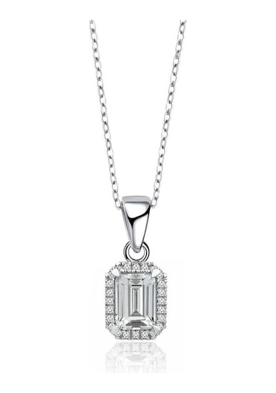 Brezza Lusso Jewelry 925 Ayar Gümüş Baget Tasarım Zirkon Taşlı Kadın Kolye 45 CM