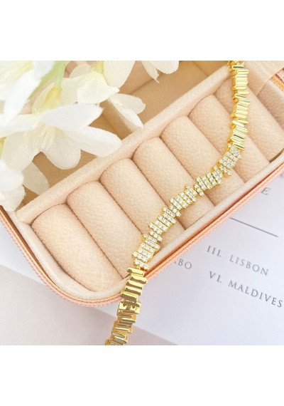 Kadın Bileklik Ritim Bileklik Zirkon Taşlı Paslanmaz Xuping Vip Seri 14 Ayar Gold 19cm Altın