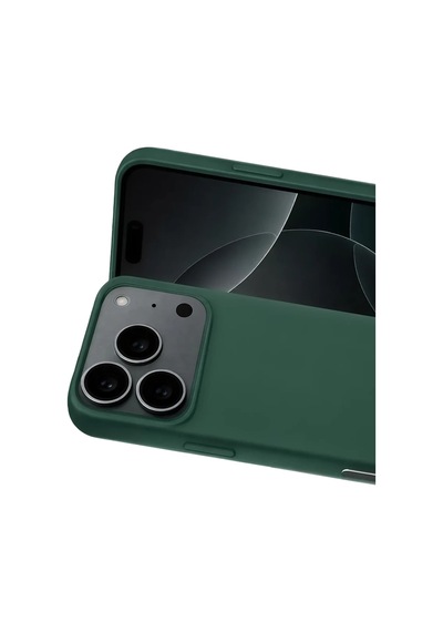 Apple Uyumlu iPhone 17 Pro Max Uyumlu Nano İçi Kadife Silikon - Koyu Yeşil