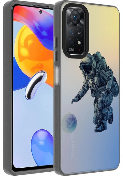 Xiaomi Redmi Note 11 Pro 5g Kılıf Desenli Zore Dragon Sert Kapak Astronot