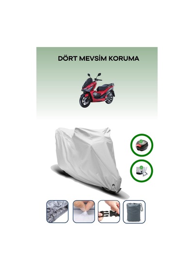 Gri Sym Jet X 125 Motosiklet Brandası, Arka Çanta Ve Kilit Uyumlu