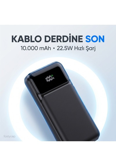Snp-3006 10.000 Mah Hızlı Şarj Led Göstergeli Powerbank 3in1 Dahili Kablolu Powerbank Çoklu Giriş